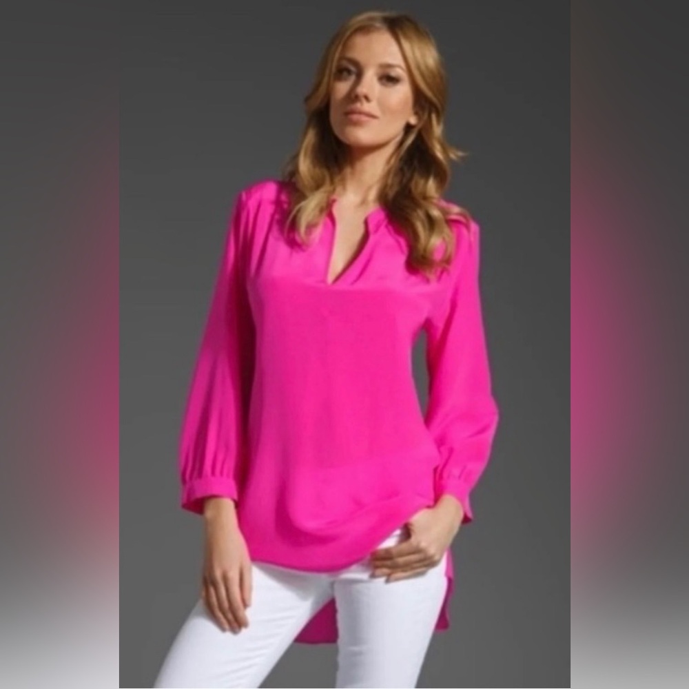 Amanda Uprichard 100% Silk Fuchsia Blouse